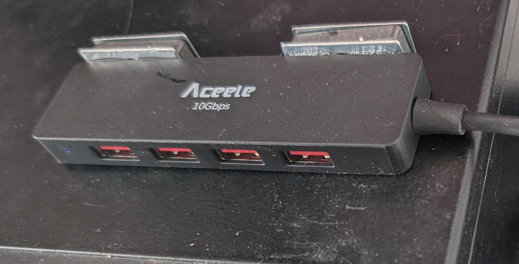 USB hub attached to the side of a PC case