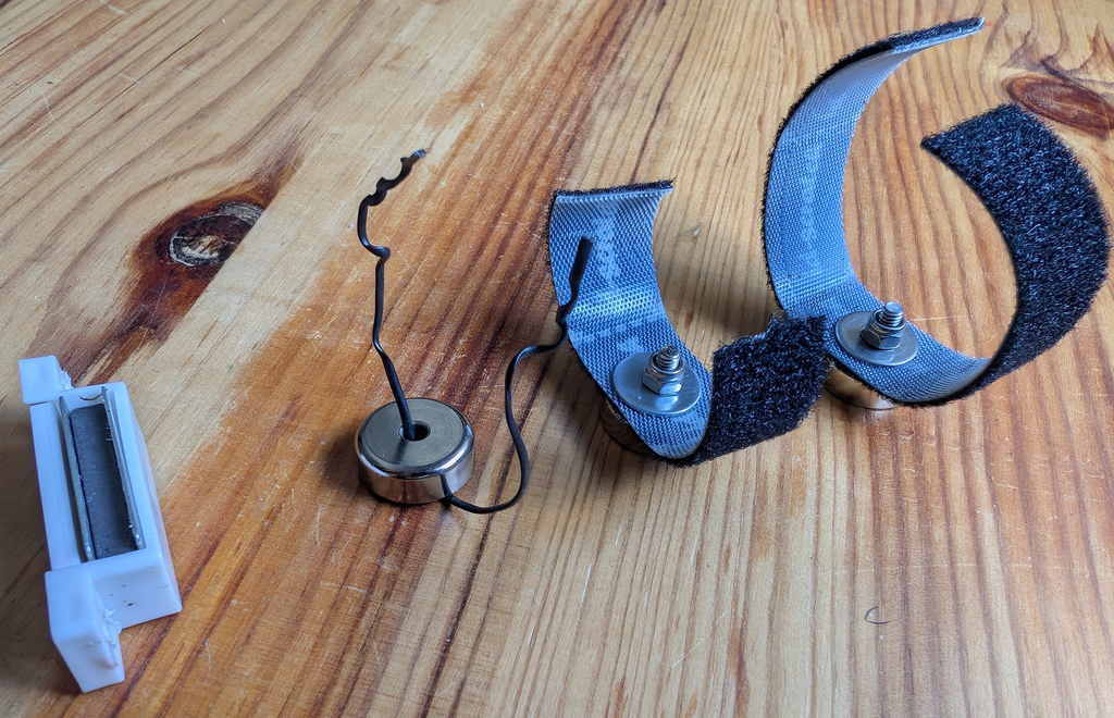 Ring magnets with a cable tie and double-sided Velcro bands